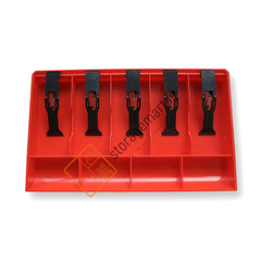 StorageMart ABS Plastic Cash Drawer, 5 Cash and 4 Coin Organizer for Supermarket, Plastic,40 x 3.5 x 24.5 cm, (Red)