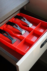 StorageMart ABS Plastic Cash Drawer 3 Bills 3 Coins ABS Cashier Storage Box For Super Markets | Metal Clip | 9.6 X 9.6 X 1.4 Inch, Red