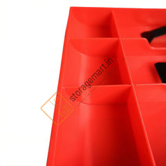 StorageMart ABS Plastic Cash Drawer 3 Bills 3 Coins ABS Cashier Storage Box For Super Markets | Metal Clip | 9.6 X 9.6 X 1.4 Inch, Red