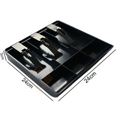 StorageMart ABS Plastic Cash Drawer 3 Bills 3 Coins ABS Cashier Storage Box For Super Markets, 9.6 X 9.6 X 1.4 Inch,Black