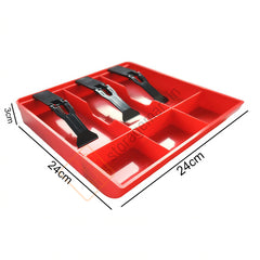 StorageMart ABS Plastic Cash Drawer 3 Bills 3 Coins ABS Cashier Storage Box For Super Markets | Metal Clip | 9.6 X 9.6 X 1.4 Inch, Red