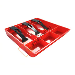 StorageMart ABS Plastic Cash Drawer 3 Bills 3 Coins ABS Cashier Storage Box For Super Markets, 9.6 X 9.6 X 1.4 Inch, Plastic,Red