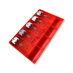 StorageMart ABS Cash Drawer, 5 Cash and 4 Coin Compartment, Cashier Storage Safe Box | Metal Clip | 40.5 X 24.5X 3.5 cm | Red