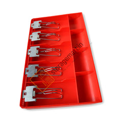 StorageMart ABS Cash Drawer, 5 Cash and 4 Coin Compartment, Cashier Storage Safe Box | Metal Clip | 40.5 X 24.5X 3.5 cm | Red