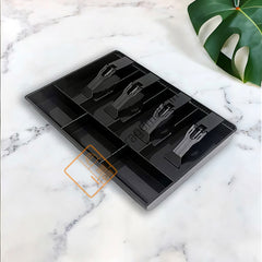 StorageMart ABS Plastic Cash Drawer, 4 Cash and 3 Coin Organizer for Supermarket, 32.2 X 3.5 X 24.5 CM, Black