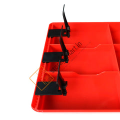 StorageMart ABS Plastic Cash Drawer 3 Bills 3 Coins ABS Cashier Storage Box For Super Markets | Metal Clip | 9.6 X 9.6 X 1.4 Inch, Red