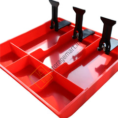 StorageMart ABS Plastic Cash Drawer 3 Bills 3 Coins ABS Cashier Storage Box For Super Markets | Metal Clip | 9.6 X 9.6 X 1.4 Inch, Red