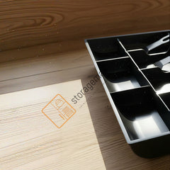 StorageMart ABS Plastic Cash Drawer, 4 Cash and 3 Coin Organizer for Supermarket, 32.2 X 3.5 X 24.5 CM, Black