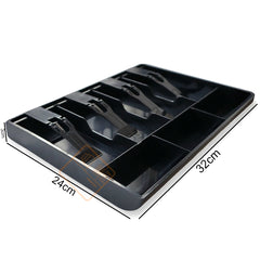 StorageMart ABS Plastic Cash Drawer, 4 Cash and 3 Coin Organizer for Supermarket, 32.2 X 3.5 X 24.5 CM, Black