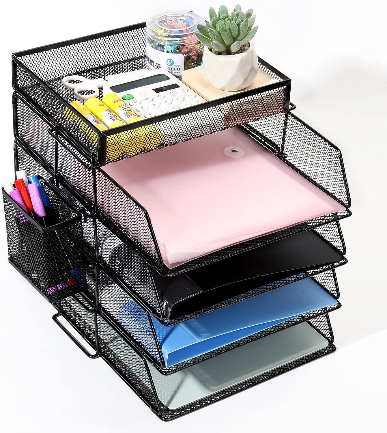 Storage Tray Officeworks 5 Tier Stackable Letter Tray Office Desk Paper Organizer File Trays wi ...