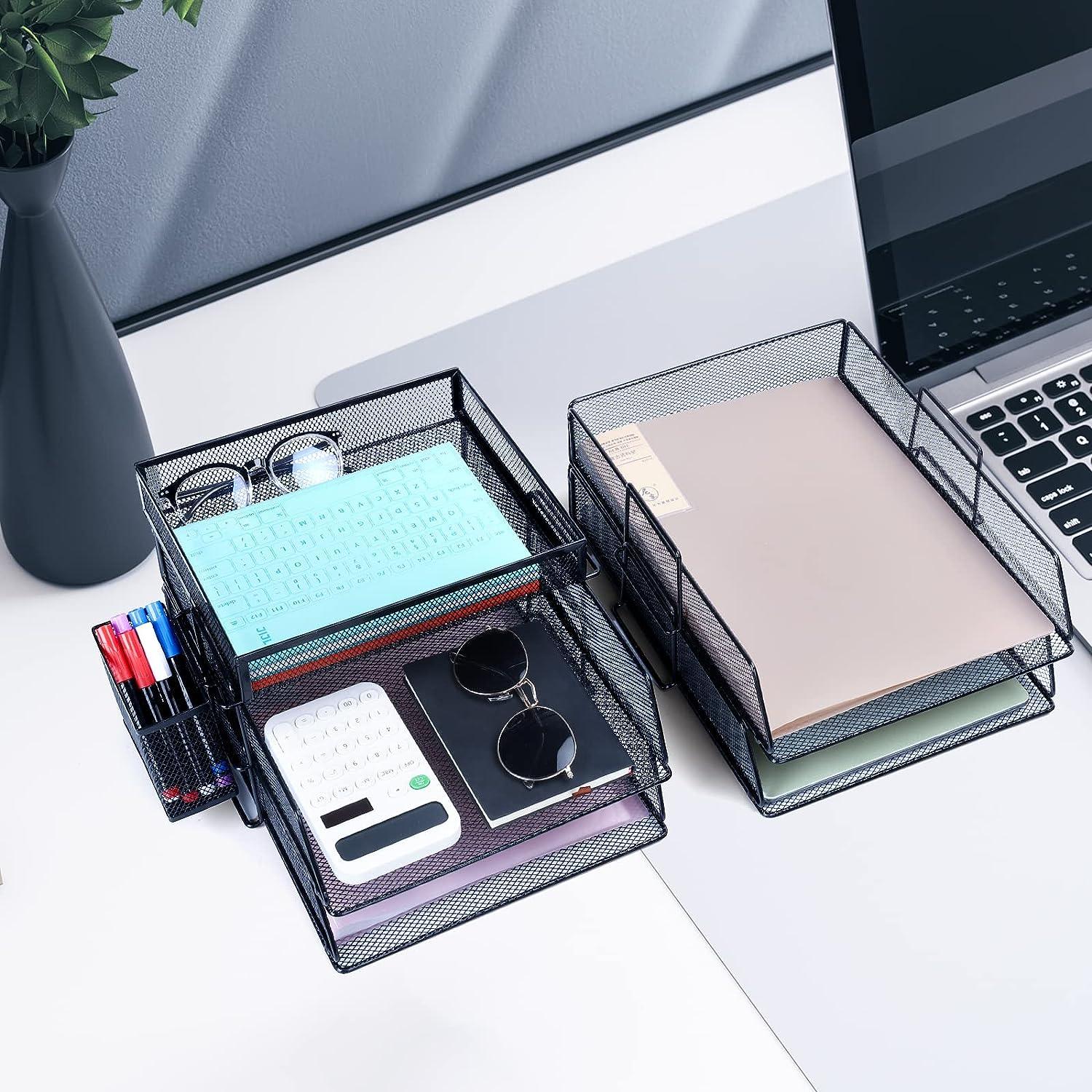 User Tray 5 Tier Stackable Letter Tray Office Desk Paper Organizer File Trays wi ...