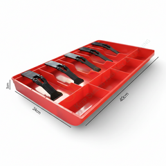 StorageMart ABS Plastic Cash Drawer, 5 Cash and 4 Coin Organizer for Supermarket, Plastic,40 x 3.5 x 24.5 cm, (Red)