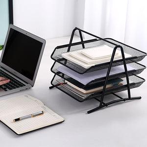 3-Tier Black Mesh Desktop File Organizer Sold by at Home